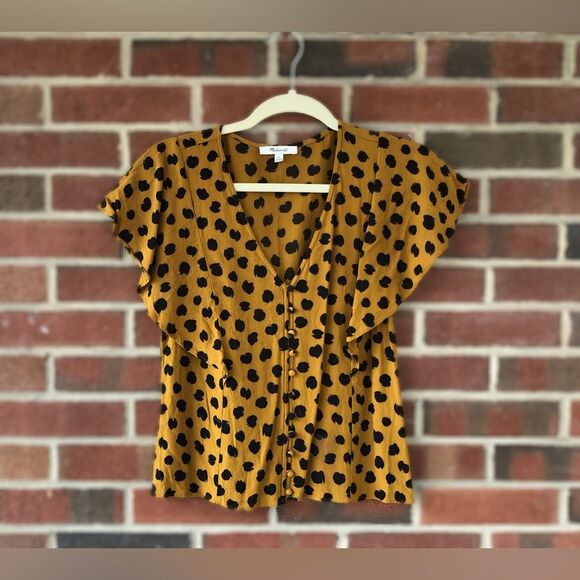 Madewell Carmelina Flutter-Sleeve Top in Painted Dots - Picture 4 of 6